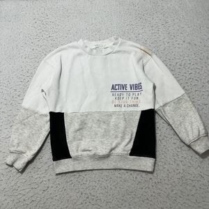 H&M Youth 6x/7 Long Sleeve Crewneck Pullover Sweatshirt White Gray Black